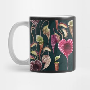 Carnivorous plants floral watercolor print. Pelican flower, Venus Flytrap. Exotic flowers botanical illustration. Mug